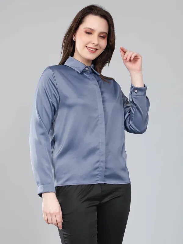 Buy regular satin shirt for women at ANNY