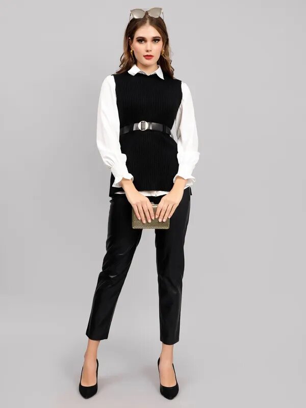 Buy Contrasting Stylish Combo of Vest and Shirt Set at ANNY