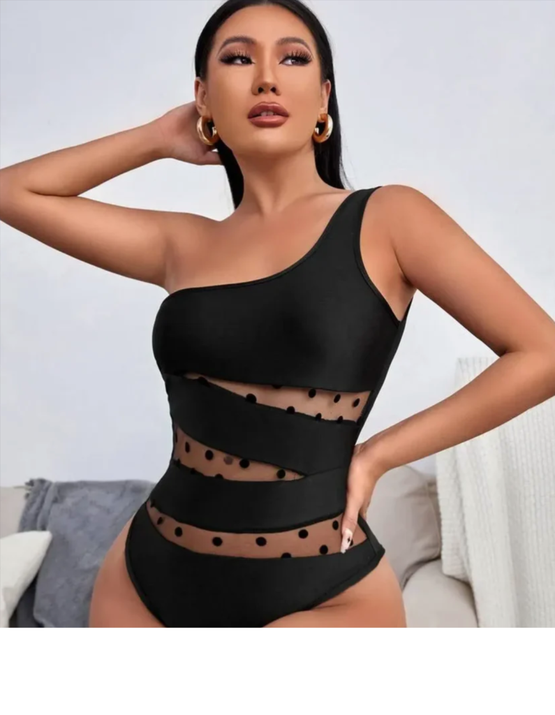 Buy One‑Shoulder Mesh Monokini at ANNY