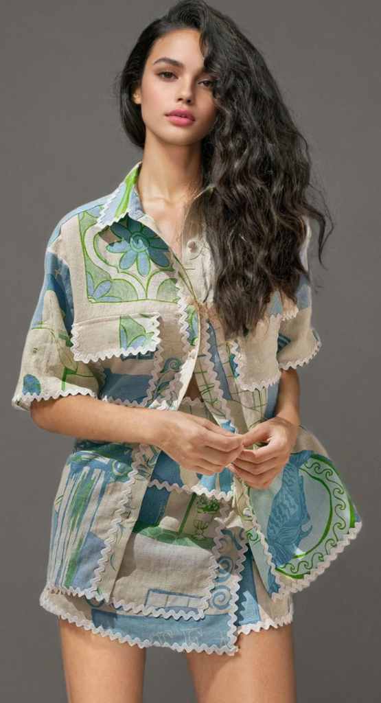 Tropical Printed Two Piece Set - Coored Sets for Women - ANNY