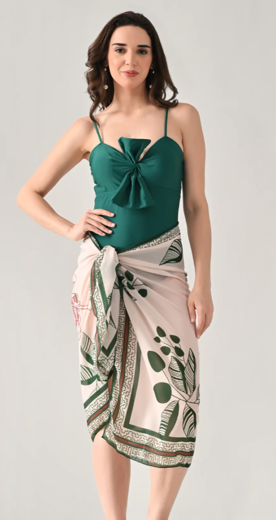 Palm Knot Monokini with Sarong - ANNY