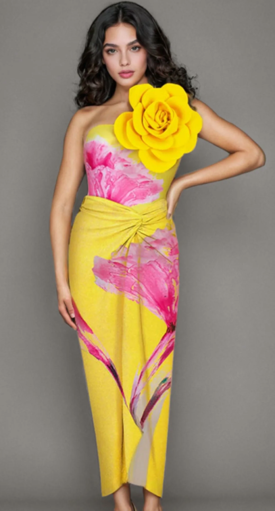 Floral Printed Monokini with Coverup - ANNY