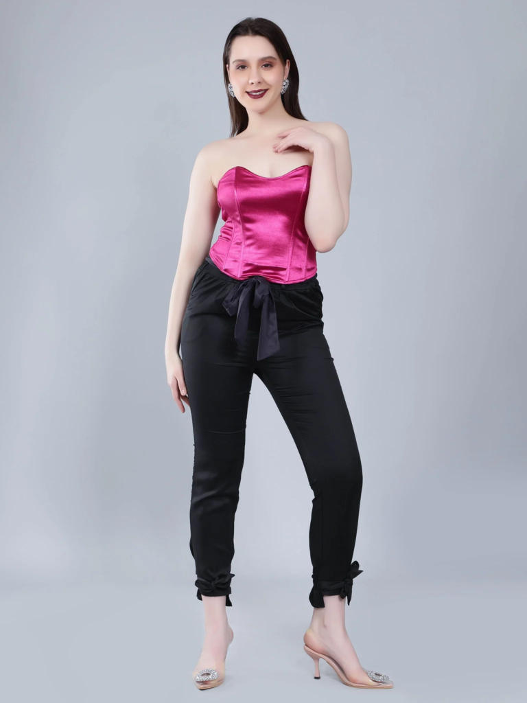 Stylish dresses for dinner date - Skin-Fit Trousers & Fitted Corset Top