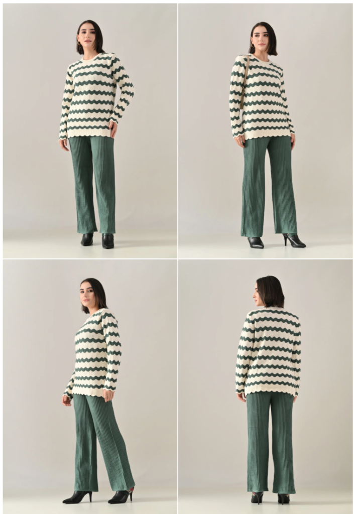 Women's Winter Tops 2025 - Zig Scallop Cord Set