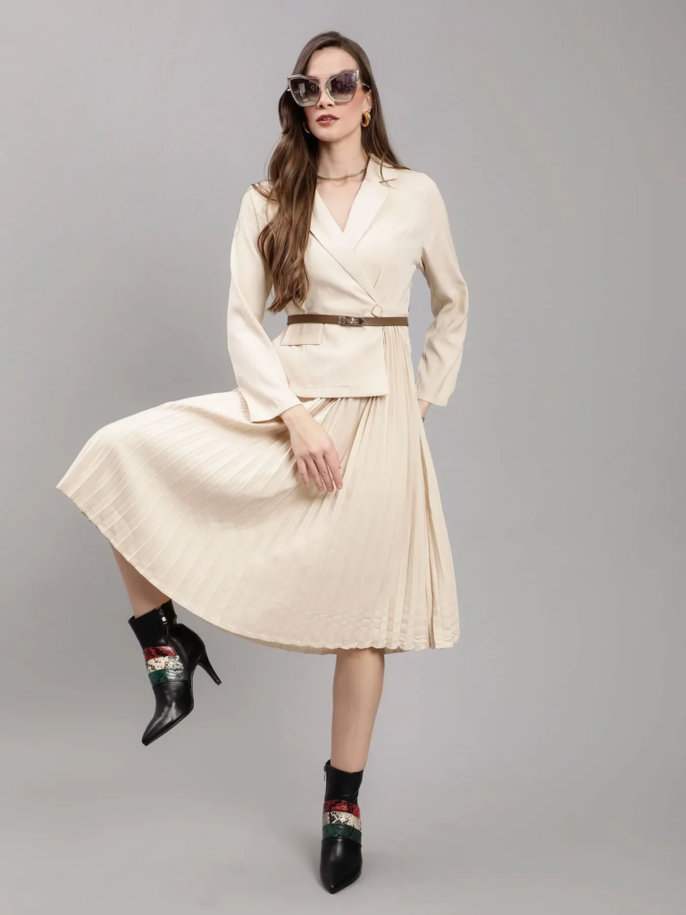 Women’s Winter Dresses 2025 - Blazer Pleated Dress