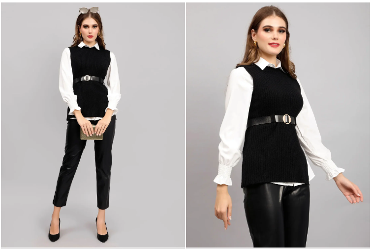 Best winter outfits for vacation - Knitted Winter Vest and Shirt Set