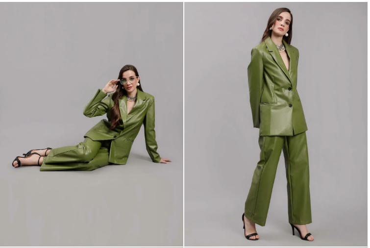 Faux Leather Formal Two-Piece Set – Your Power Look for Office Parties
